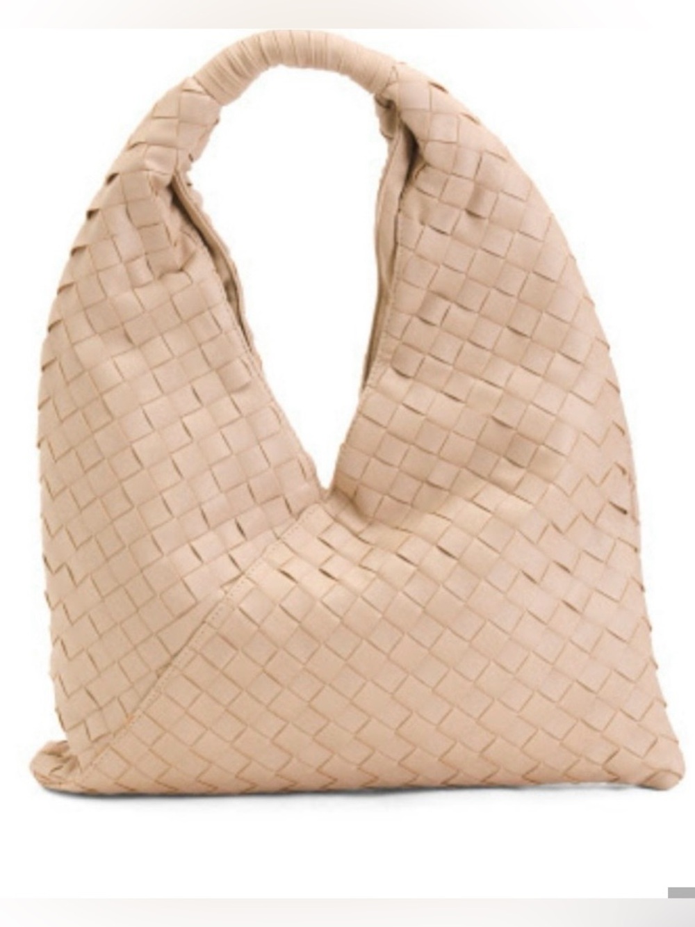 Moda Luxe cream/tan woven shoulder tote